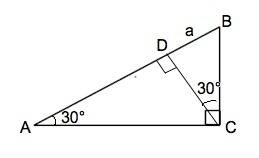 Втреугольнике abc с углами acb= 90, bac= 30 проведена, высота cd. найдите сумму длин катетов треугол