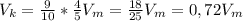 V_{k}= \frac{9}{10}* \frac{4}{5}V_{m}= \frac{18}{25}V_{m}=0,72V_{m}