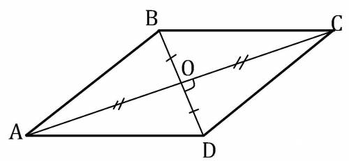 Доказать теорему если диагонали параллелограмма перпендикулярны , то этот параллелограмм - ромб