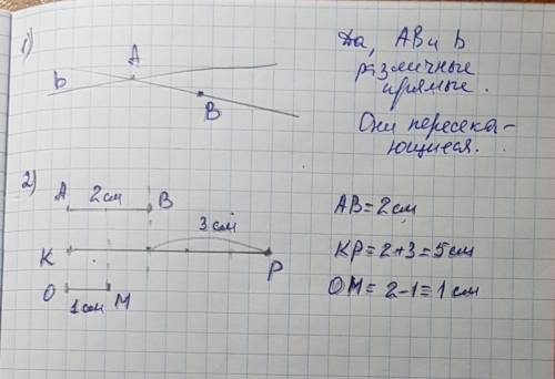 1. начертите прямую и обозначьте ее буквой b. отметьте точку а, лежащую на прямой b. отметьте точку