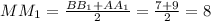 MM_{1}= \frac{ BB_{1}+AA_{1} }{2 } = \frac{7+9}{2} =8
