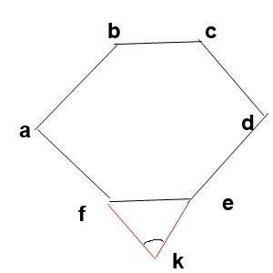Дан правильный шестиугольник abcdef. k – точка пересечения продолжений сторон de и af. найдите угол