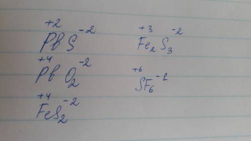 Определите валентности элементов в соединениях с формулами pbs, pbo2, fes2, fe2s3, sf6 и подробно об