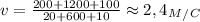 v=\frac{200+1200+100}{20+600+10}\approx 2,4 _M_/_C