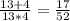 \frac{13+4}{13*4} = \frac{17}{52}