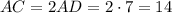 AC=2AD=2\cdot 7=14