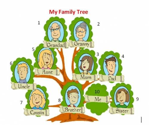 My family tree.изобрази родословное дерево своей семьи.напиши по то что можешь о них сообщить,имя,во