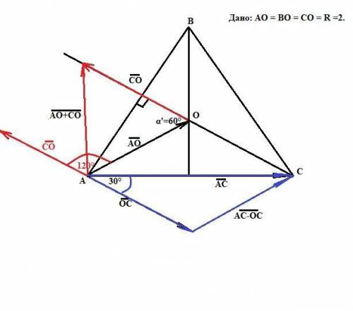 Вравностороннем треугольнике авс точка о центр описанной окружности, ао = 2 см. найдите: 1) |bc | 2)