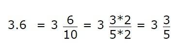 Как перечим десятичную дробь в обычную ? 3,6 7,6