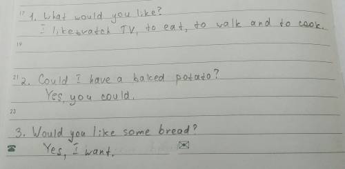 ответы на аопросы what would you like? could i have a baked potato? would you like some bread? ответ