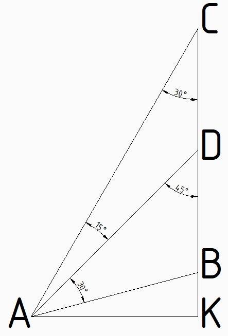 Дано треугольник авс ад медиана угол адв=45° угол асв=30° найдите угол вад