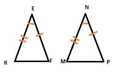 Втреугольниках efk и mnp .ef =np . угол е = углу n . ek =mn . сравни треугольники efk и mnp ,какой у