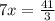 7x = \frac{41}{3}