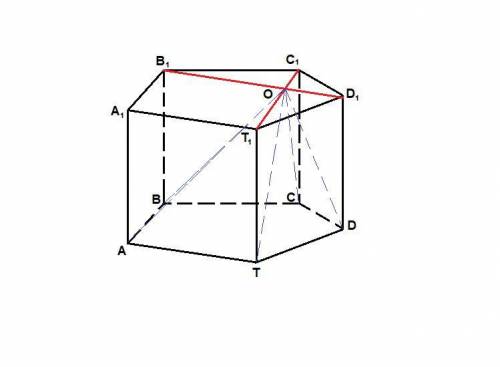 Точка о- точка пересечения диагоналей bd1 и t1c1 грани a1b1c1d1t1 прямой призмы abcdta1b1c1d1t1. дли