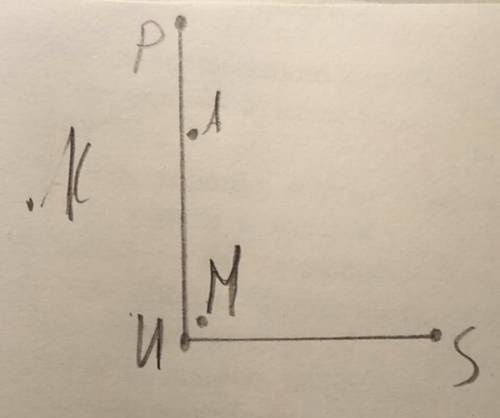 1. начертите угол pns, отметьте точку м внутри угла, точку а на стороне угла и точку к вне угла. наз