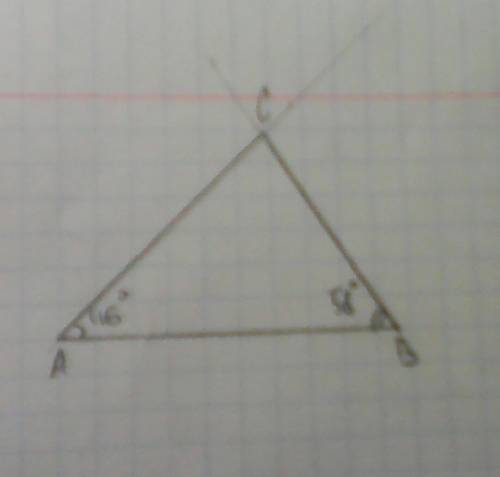 Начертить треугольник abc. угол a=46 градусов,угол b=58 градусов,ab=4,8 см