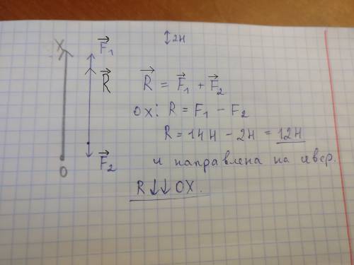 Тело толкают на север с силой 14н и на юг с силой 2 н а)определите значение и направление равнодейст