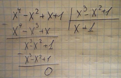 Знайти частку від ділення многочленіа х^4-х²+х+1 та х^3-х²+1