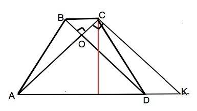 Найдите площадь равнобедренной трапеции если ac перпендикулярно bd и высота ch=18