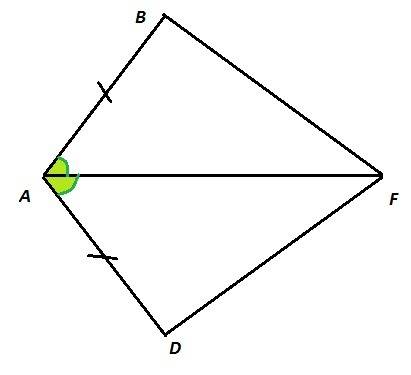Доказать равенство треугольников abf и adf, если ab равно ad, угол baf равен углу daf