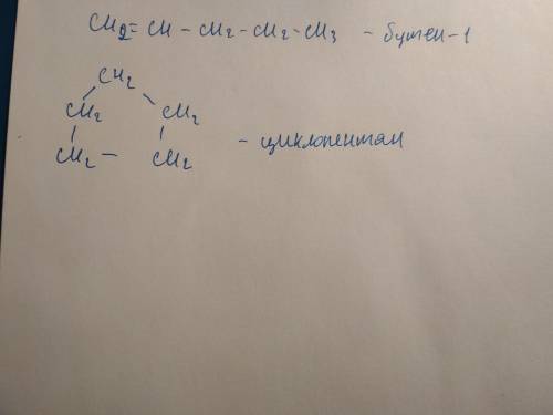 Изобразите сокращенные структурные формулы всех углеводородов, молекулярная формула которых c5h10. н