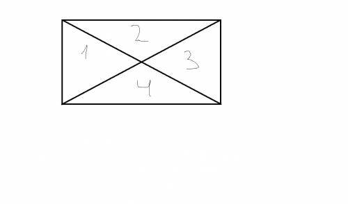 Как четырехугольник двумя линиями разделить на 4 треугольника?
