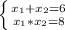 \left \{ {{ x_{1} +x_{2}=6} \atop {{ x_{1} *x_{2}=8}} \right.