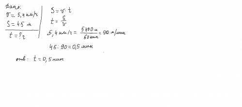 Пешеход м со скоростью 5.4 км/ч.определите время его движения. (и если можно ,то лучше писать ,как ф