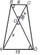 Диагонали ас и вд трапеции авсд с основаниями вс и ад пересекаются в точке о, вс=6, ад=13, ас=38, на
