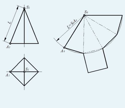 3d как из плотной бумаги сделать развертку: четырехугольной пирамиды. в основании которой квадрат ра