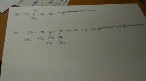 Нужны формулы 3,3-диметилпент-1-ена. 2,3-диметил-3,4-диэтилоктана.
