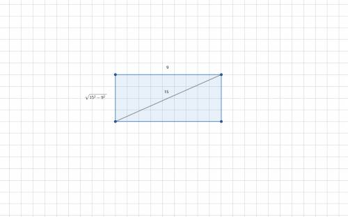 Найдите периметр прямоугольника, если его диагональ равна 15 см, а одна из сторон - 9 см.