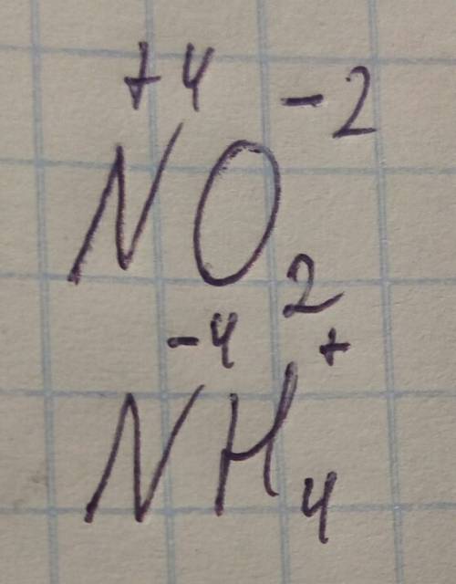 Укажите степень окисления и валентность элементов в соединениях no2- (нитрит-ион) , nh4- ( анион амм