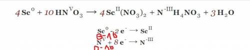 Sc + hno3 = sc(no3)2 + nh4no3 + h2o составить электронные уравнения, расставить коэффициенты методом