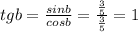 tgb= \frac{sinb}{cosb} = \frac{ \frac{3}{5} }{ \frac{3}{5} } =1