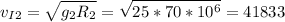 \displaystyle v_{I2}=\sqrt{g_2R_2}=\sqrt{25*70*10^6}=41833