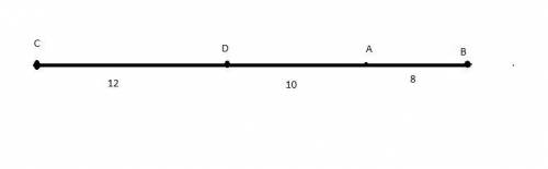 На прямой отмечены точки а, в, с и d так, что ав - 8 см, вс - 30 см, cd - 12 см, da - 10 см. найдите
