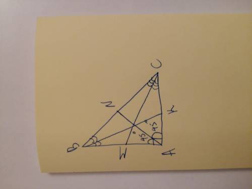 Построить прямоугольный треугольник abc биссектриса an,бк,cm