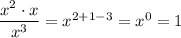 \dfrac{x^2\cdot x}{x^3} =x^{2+1-3}=x^0=1