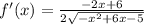 f'(x)= \frac{-2x+6}{2 \sqrt{- x^{2} +6x-5} }