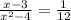 \frac{x - 3}{ {x}^{2} - 4} = \frac{1}{12}