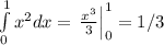 \int\limits_{0}^1 x^2dx = \left.\frac{x^3}{3}\right|\limits_0^1 = 1/3
