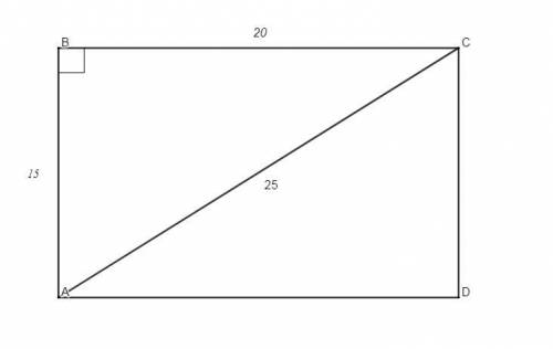 Площадь прямоугольника abcd равна 300, сторона ab =15. а)найдите вс б)найдите длину диагонали ас в)н