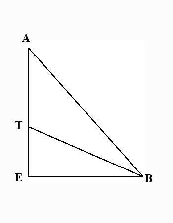 Впрямоугольном треугольнике аве с прямым углом е проведена биссектриса вт, причем ат = 15, те = 12.