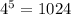 4^{5}=1024