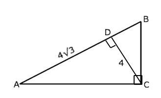 Высота cd прямоугольного треугольника авс, проведённая из вершины прямого угла, равна 4 см. известно