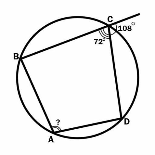 Найдите угол bad чеиырехугольника abcd, вписанного в окружность, если внешний угол четырехугольника