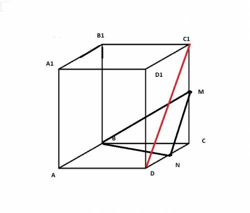 Куб abcda1b1c1d1. точки m и n – середины ребер cc1 и cd соответственно. укажите прямую, параллельную