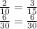 \frac{2}{10} = \frac{3}{15} \\ \frac{6}{30} = \frac{6}{30} \\