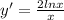 y'= \frac{2lnx}{x}